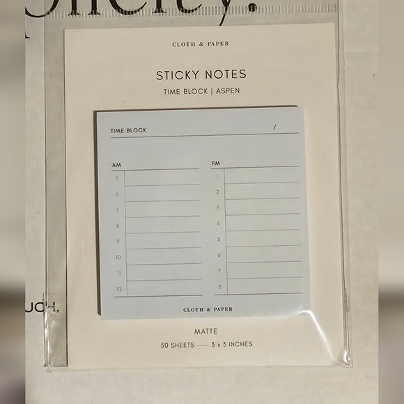 Cloth and Paper - Time Block Sticky Notes in Aspin NEW 10 - Picture 1 of 16